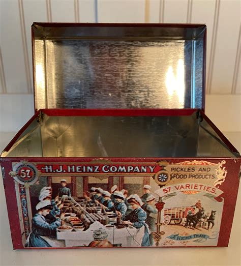 Vintage Metal Tin Recipe Card Box H.J. HEINZ COMPANY